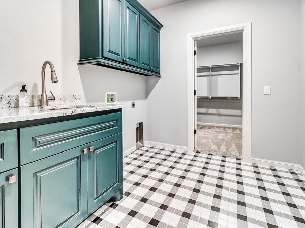 green cabinet checker tile